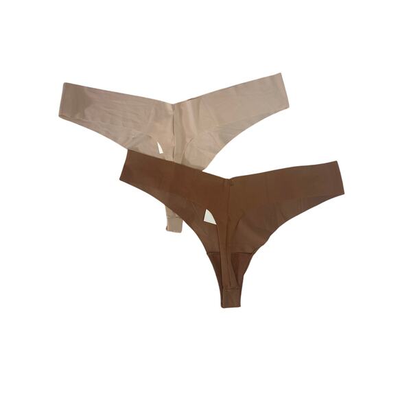 Aerie Real Good SMOOTHEZ No Show‎ Thong  Underwear 2 piece sand/horizon size XXL - Picture 2 of 3
